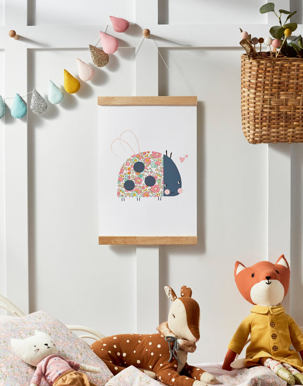 Ladybird Nursery Art - made with Liberty fabrics