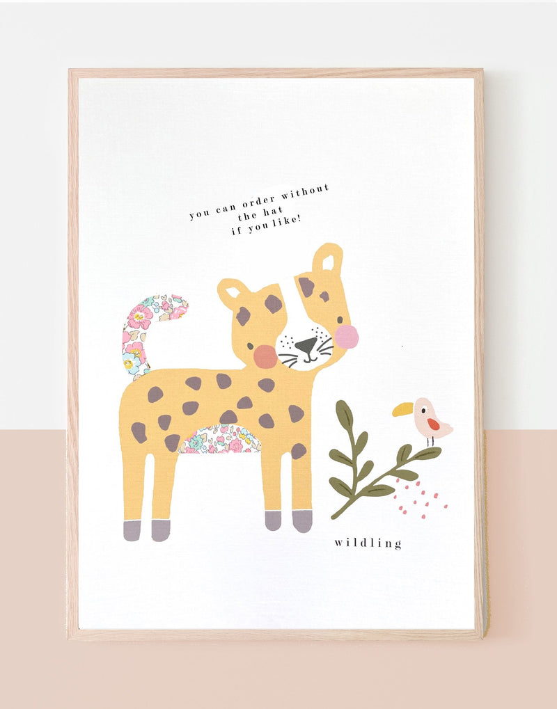 Personalised Leopard wall art for children's bedrooms and nursery by The Charming Press