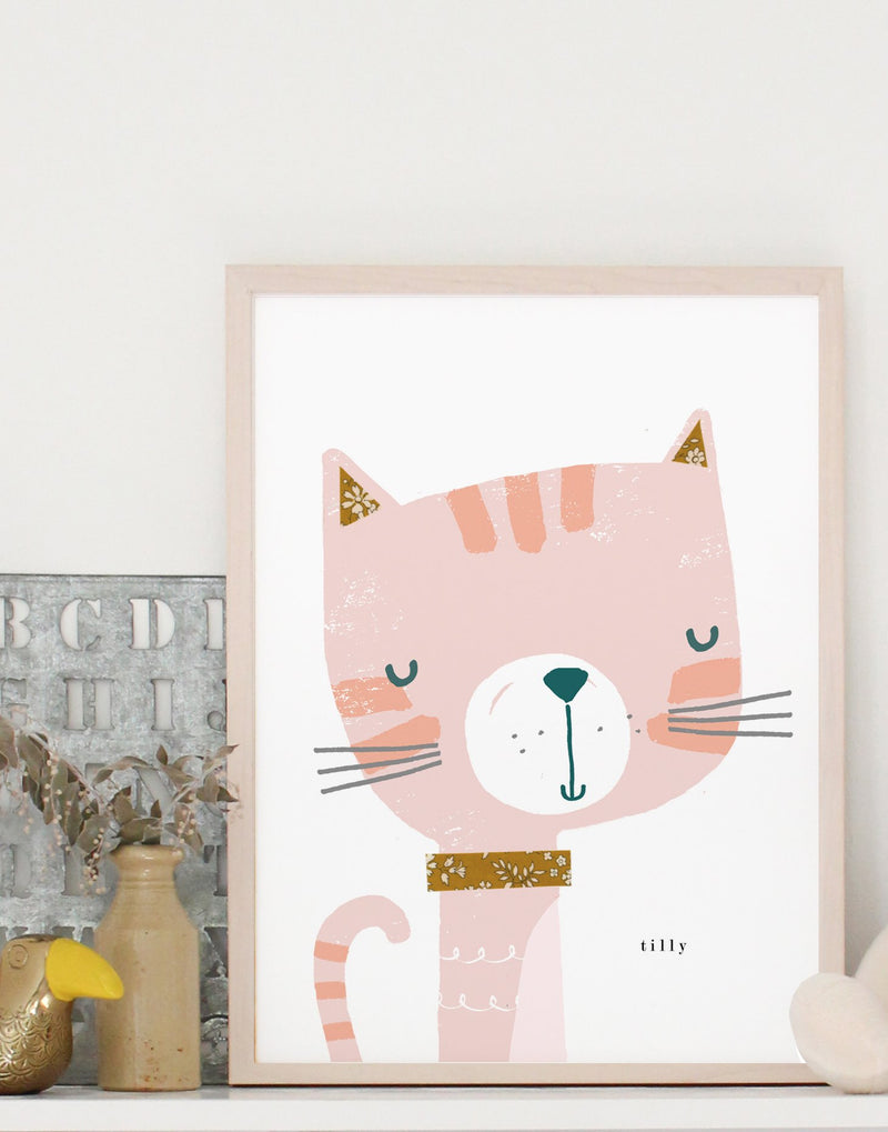 Liberty print cat wall art for kids by The Charming Press.