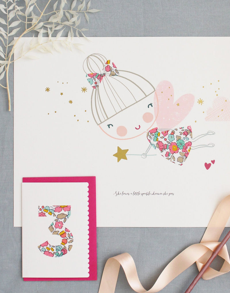 Personalised Fairy print and Liberty print birthday card by The Charming Pres. 