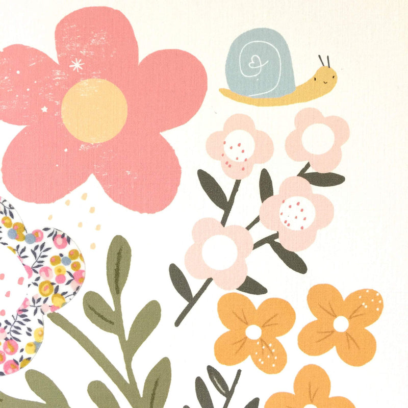 Close up of floral nursery art by The Charming Press