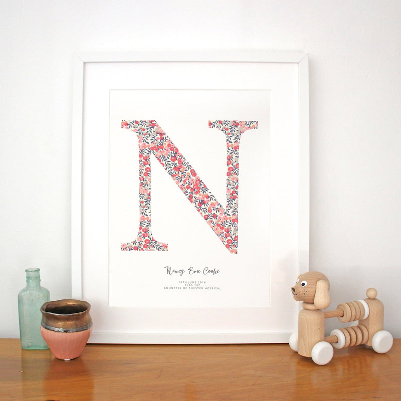 Personalised monogram nursery print by The Charming Press.