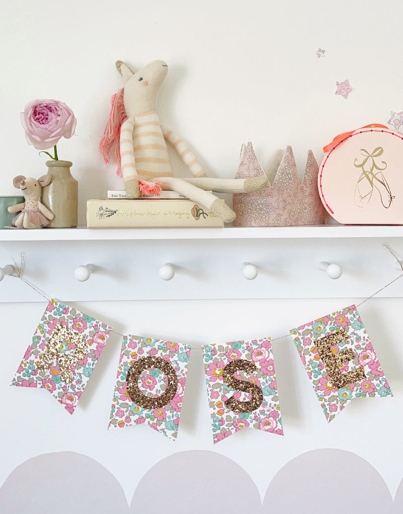 Liberty Betsy Pink Glitter Bunting