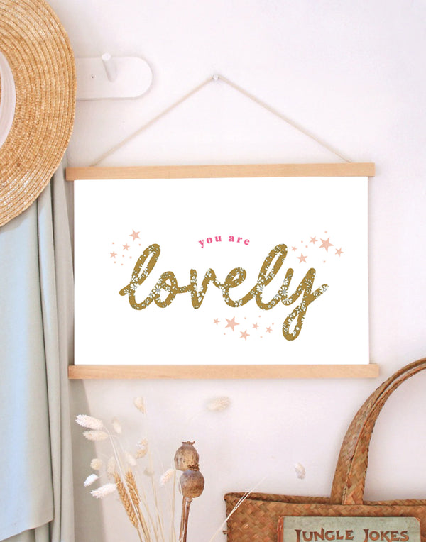 ‘You are Lovely' Nursery Art - made with Liberty fabrics