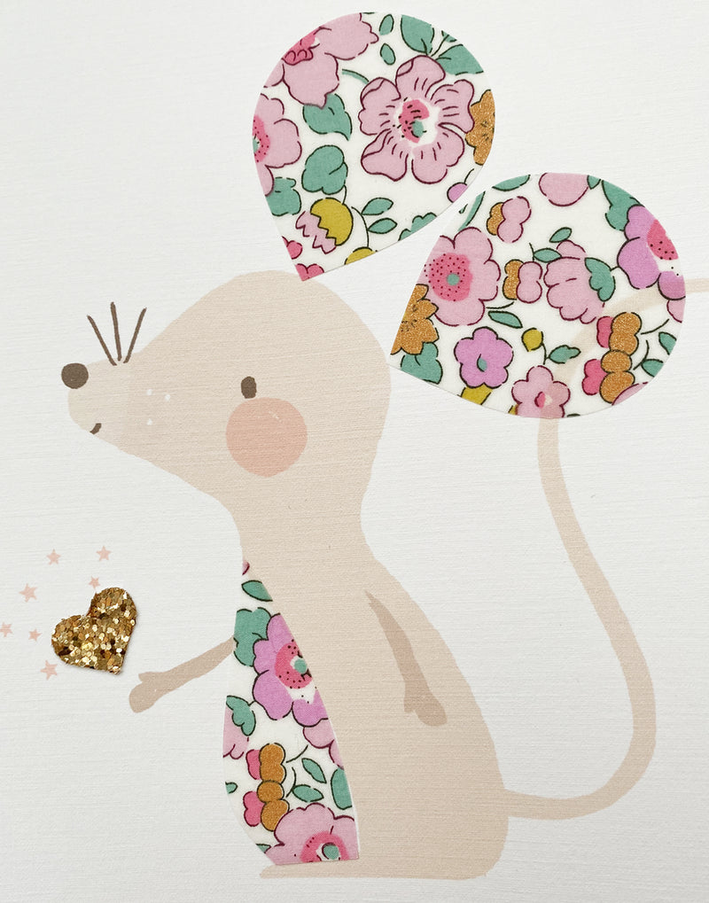 Liberty Print Mouse Nursery Art - Valentines Limited Edition