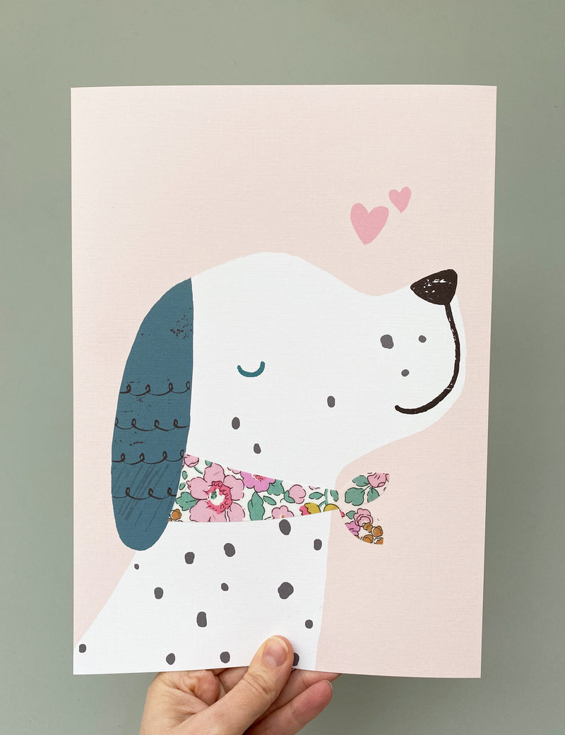 Liberty Print Puppy Dog Nursery Art - Valentines Limited Edition